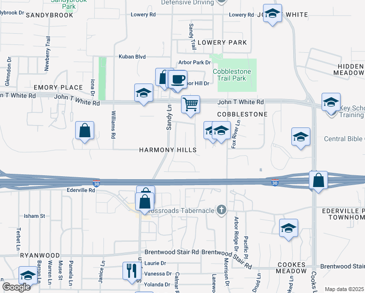 map of restaurants, bars, coffee shops, grocery stores, and more near 1128 Red Cloud Drive in Fort Worth