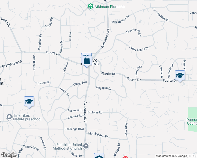map of restaurants, bars, coffee shops, grocery stores, and more near 4605 Mayapan Drive in La Mesa