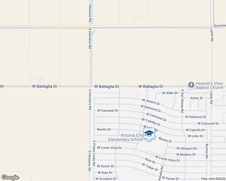 map of restaurants, bars, coffee shops, grocery stores, and more near 12925 South Santa Rosa Road in Arizona City