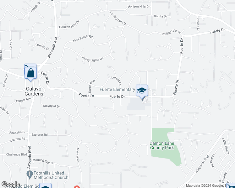 map of restaurants, bars, coffee shops, grocery stores, and more near 11469 Lorena Lane in El Cajon