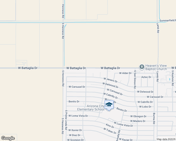 map of restaurants, bars, coffee shops, grocery stores, and more near 12925 South Santa Rosa Road in Arizona City