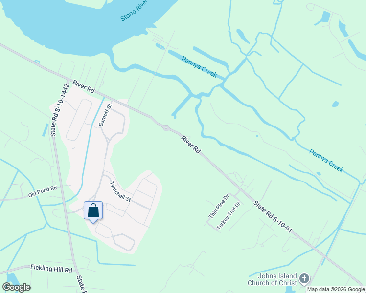 map of restaurants, bars, coffee shops, grocery stores, and more near 1270 River Road in Johns Island