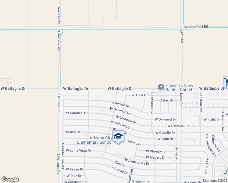 map of restaurants, bars, coffee shops, grocery stores, and more near 12926 South Yucatan Road in Arizona City