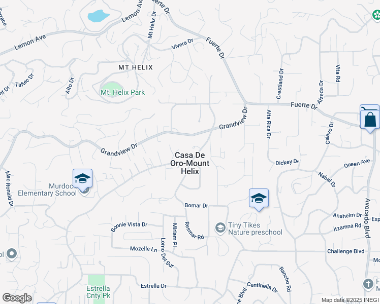 map of restaurants, bars, coffee shops, grocery stores, and more near 4652 Resmar Road in La Mesa