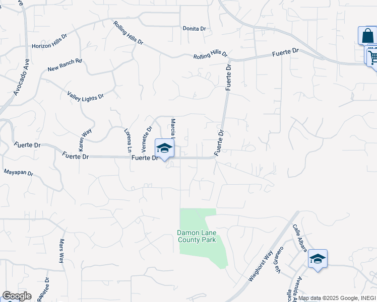 map of restaurants, bars, coffee shops, grocery stores, and more near 11710 Vernette Court in El Cajon