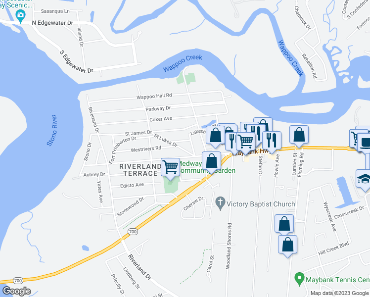 map of restaurants, bars, coffee shops, grocery stores, and more near 167 Clark Avenue in Charleston