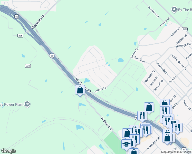 map of restaurants, bars, coffee shops, grocery stores, and more near 121 Cole Street in Forney
