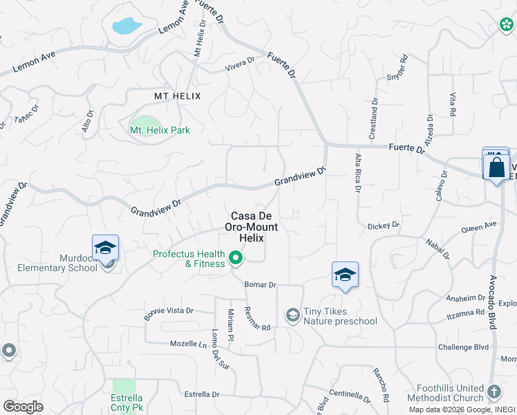 map of restaurants, bars, coffee shops, grocery stores, and more near 4650 Resmar Road in La Mesa