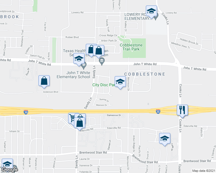 map of restaurants, bars, coffee shops, grocery stores, and more near 1128 Fairweather Drive in Fort Worth