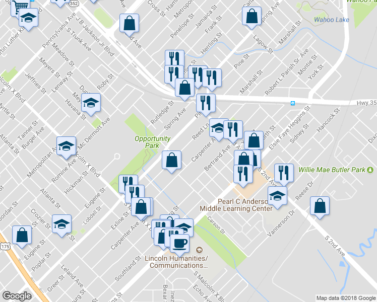 map of restaurants, bars, coffee shops, grocery stores, and more near 3216 Reed Lane in Dallas