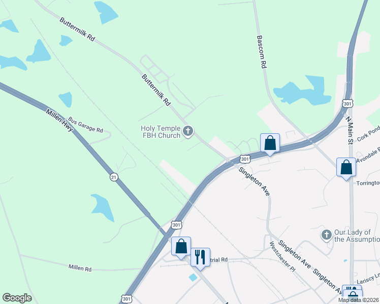 map of restaurants, bars, coffee shops, grocery stores, and more near 837 Buttermilk Road in Sylvania