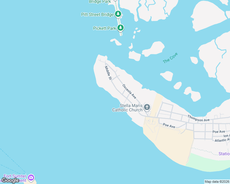 map of restaurants, bars, coffee shops, grocery stores, and more near 923 Middle Street in Sullivan's Island