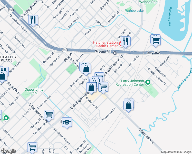 map of restaurants, bars, coffee shops, grocery stores, and more near 3518 Kenilworth Street in Dallas