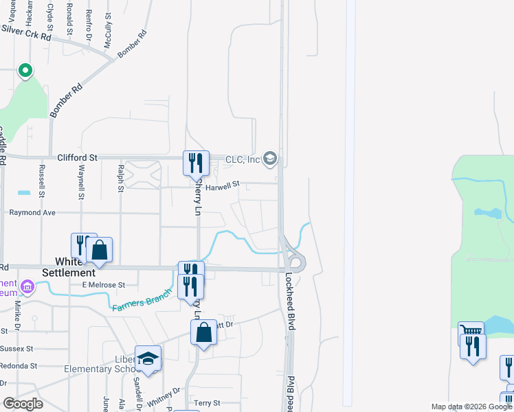 map of restaurants, bars, coffee shops, grocery stores, and more near 317 Martha Jean Street in Fort Worth