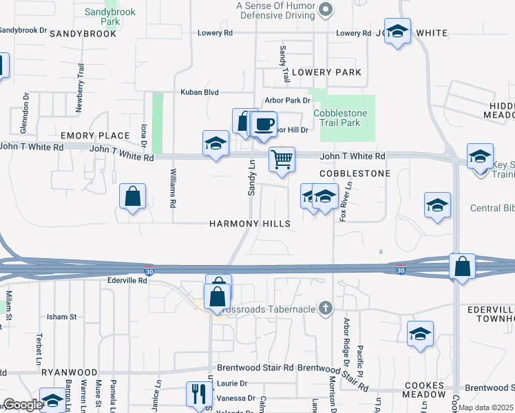 map of restaurants, bars, coffee shops, grocery stores, and more near 1128 Red Cloud Drive in Fort Worth
