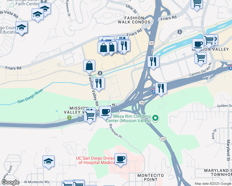 map of restaurants, bars, coffee shops, grocery stores, and more near 201 Del Sol Drive in San Diego