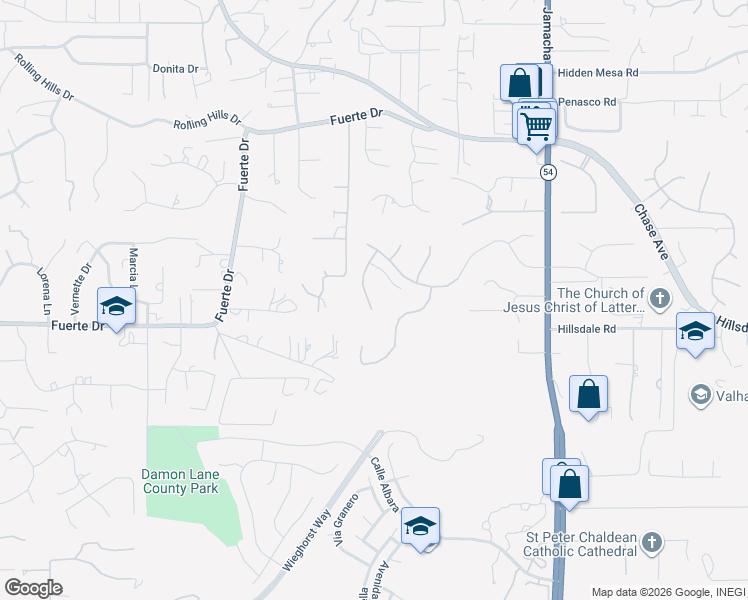 map of restaurants, bars, coffee shops, grocery stores, and more near 1762 Fuerte Estates Drive in El Cajon