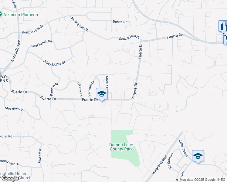 map of restaurants, bars, coffee shops, grocery stores, and more near 11710 Vernette Court in El Cajon
