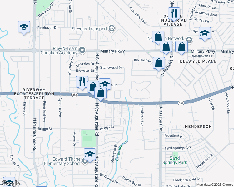 map of restaurants, bars, coffee shops, grocery stores, and more near 9755 Scyene Road in Dallas