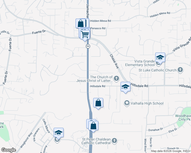 map of restaurants, bars, coffee shops, grocery stores, and more near 1653 Jamacha Road in El Cajon