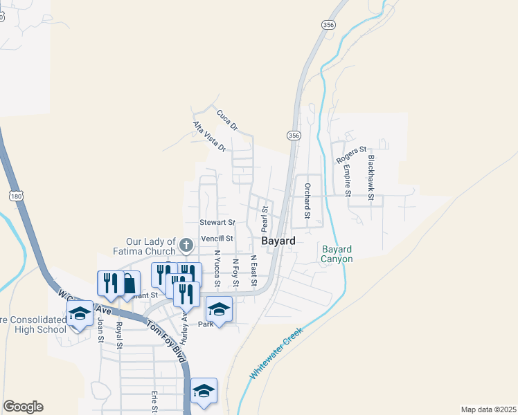 map of restaurants, bars, coffee shops, grocery stores, and more near 321-399 Diamond Street in Bayard