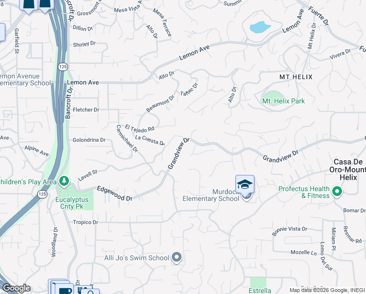 map of restaurants, bars, coffee shops, grocery stores, and more near 4612 Katy Court in La Mesa