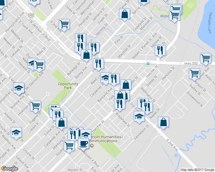 map of restaurants, bars, coffee shops, grocery stores, and more near 4401 South 2nd Avenue in Dallas