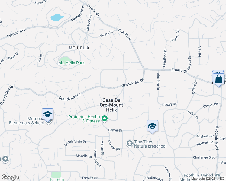 map of restaurants, bars, coffee shops, grocery stores, and more near 4650 Resmar Road in La Mesa