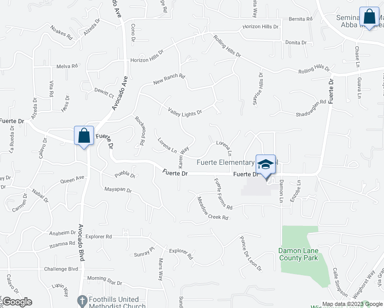 map of restaurants, bars, coffee shops, grocery stores, and more near 11330 Lorena Lane in El Cajon