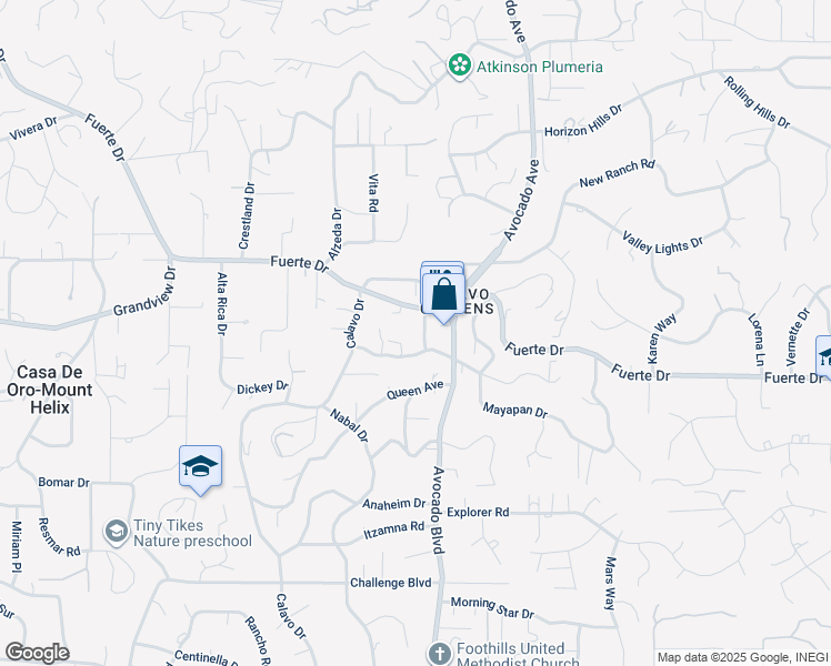 map of restaurants, bars, coffee shops, grocery stores, and more near 4620 Panchoy Drive in La Mesa