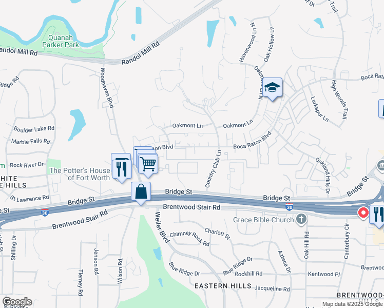 map of restaurants, bars, coffee shops, grocery stores, and more near 5524 Boca Raton Boulevard in Fort Worth