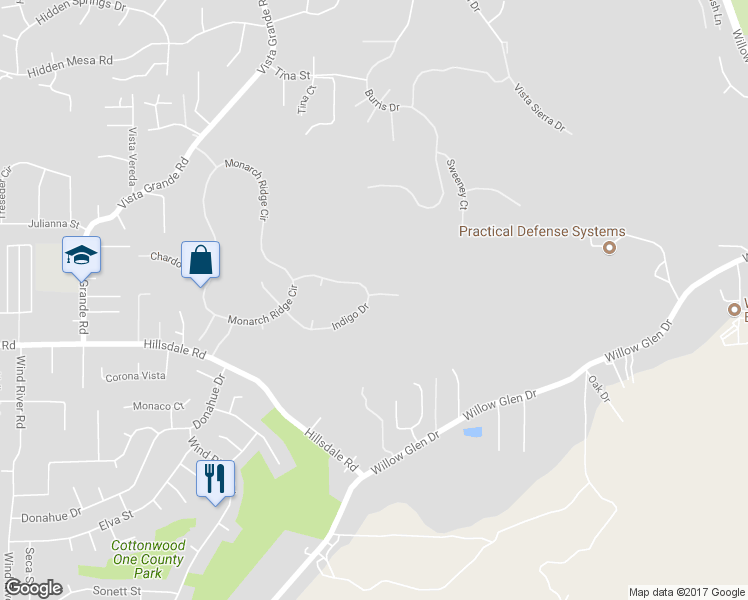 map of restaurants, bars, coffee shops, grocery stores, and more near 2502 Castellon Terrace in El Cajon
