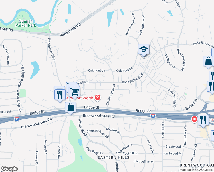 map of restaurants, bars, coffee shops, grocery stores, and more near 5613 Boca Raton Boulevard in Fort Worth