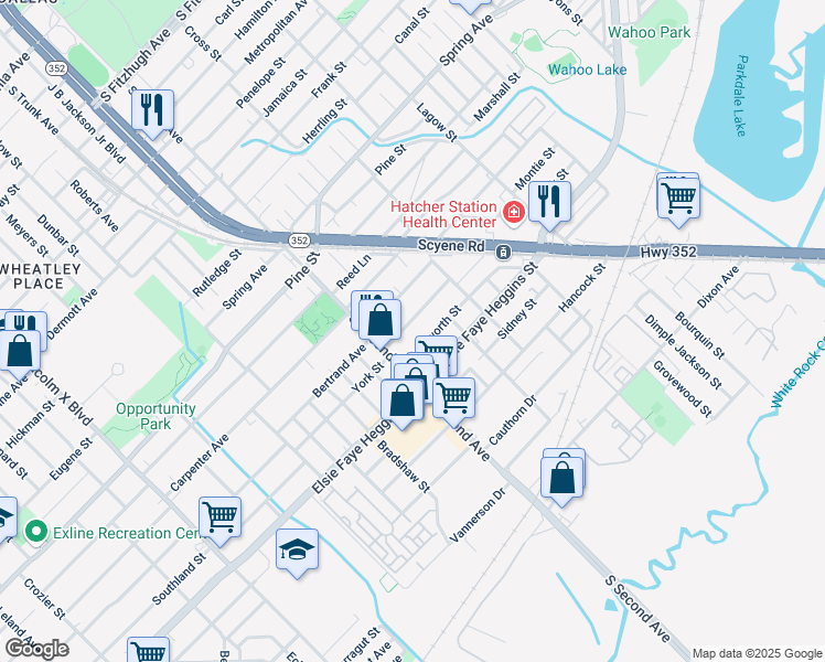map of restaurants, bars, coffee shops, grocery stores, and more near 3622 York Street in Dallas