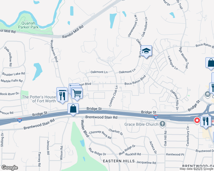 map of restaurants, bars, coffee shops, grocery stores, and more near 5614 Boca Raton Boulevard in Fort Worth