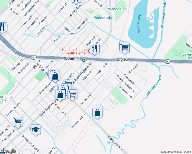 map of restaurants, bars, coffee shops, grocery stores, and more near 3918 Sidney Street in Dallas
