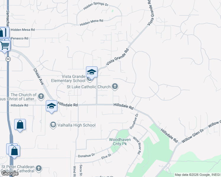 map of restaurants, bars, coffee shops, grocery stores, and more near 1913 Vista Grande Road in El Cajon