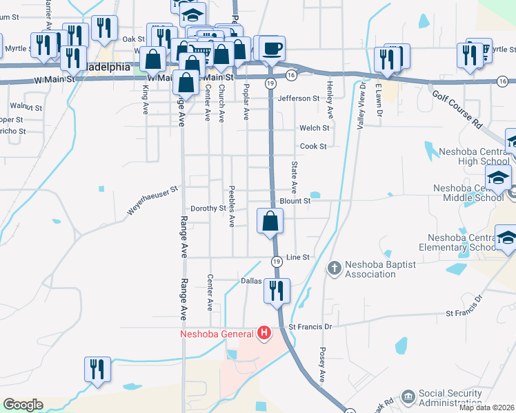 map of restaurants, bars, coffee shops, grocery stores, and more near 542-548 Poplar Avenue in Philadelphia