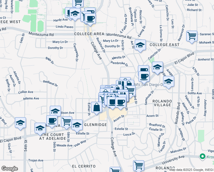 map of restaurants, bars, coffee shops, grocery stores, and more near 4767 Soria Drive in San Diego