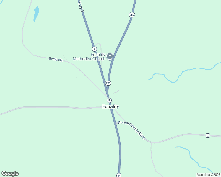 map of restaurants, bars, coffee shops, grocery stores, and more near 40 Alabama 259 in Equality