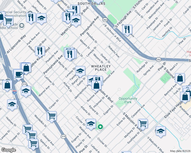 map of restaurants, bars, coffee shops, grocery stores, and more near 2815 Metropolitan Avenue in Dallas