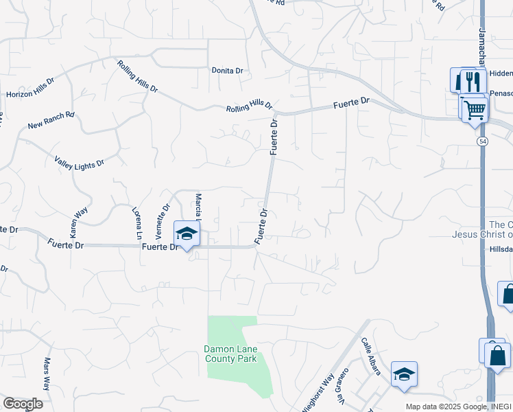 map of restaurants, bars, coffee shops, grocery stores, and more near 11880 Fuerte Drive in El Cajon