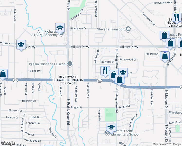 map of restaurants, bars, coffee shops, grocery stores, and more near 3116 Cypress Avenue in Dallas