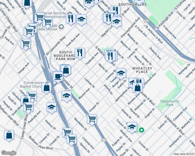 map of restaurants, bars, coffee shops, grocery stores, and more near 2533 Warren Avenue in Dallas