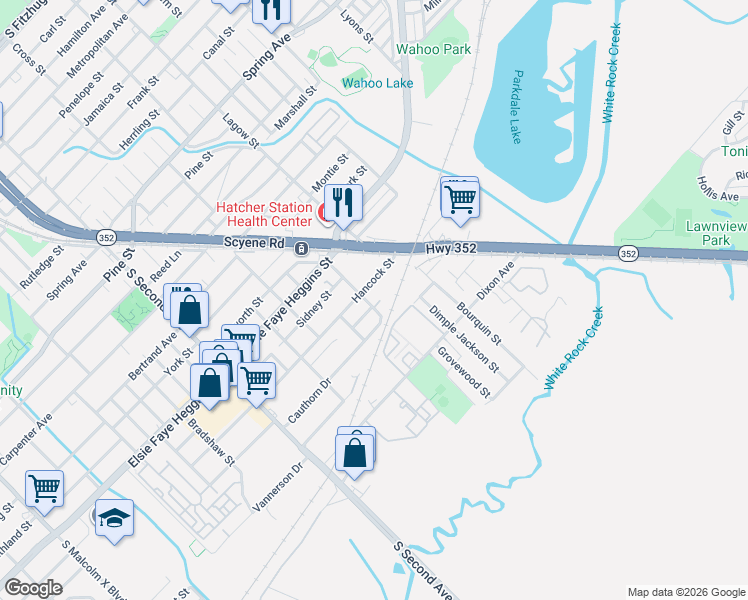 map of restaurants, bars, coffee shops, grocery stores, and more near 4904 Racell St in Dallas