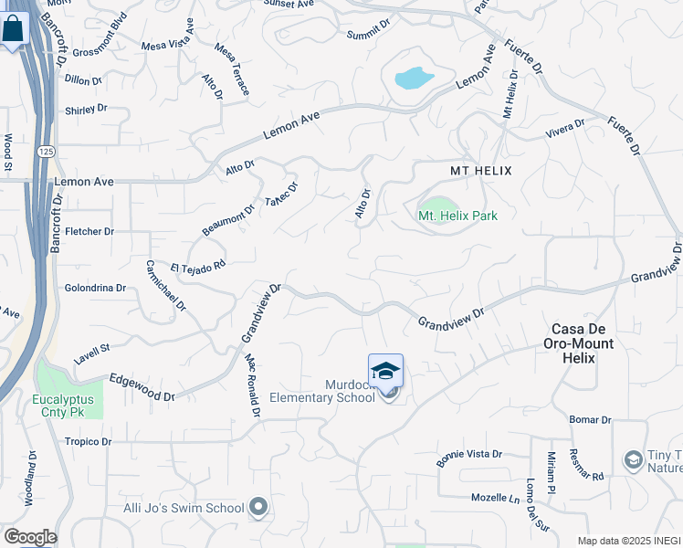 map of restaurants, bars, coffee shops, grocery stores, and more near 4737 Angels Point in La Mesa