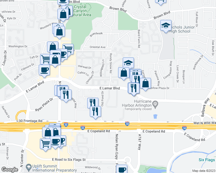 map of restaurants, bars, coffee shops, grocery stores, and more near 140 Summer Bay Circle in Arlington