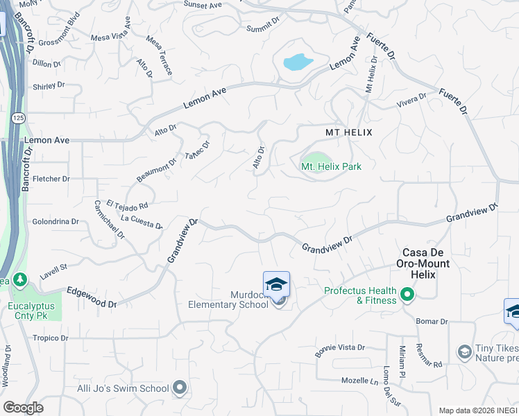 map of restaurants, bars, coffee shops, grocery stores, and more near 9902 Heavenly Way in La Mesa