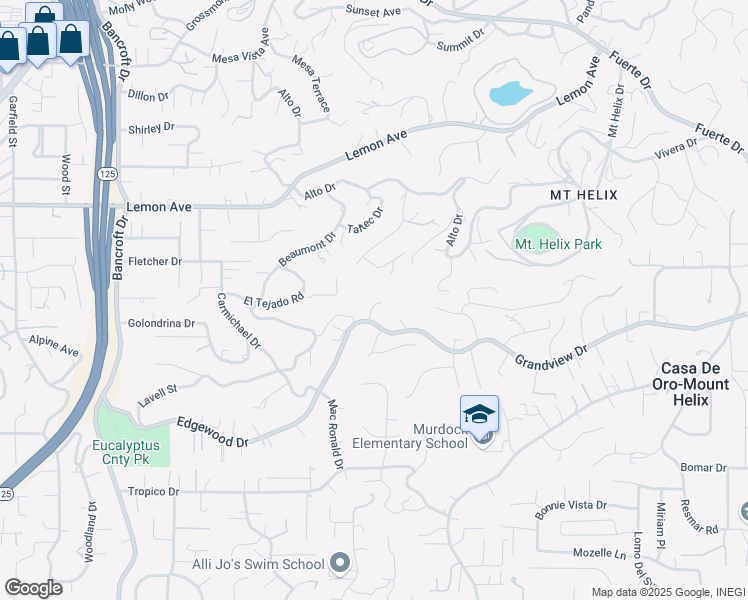 map of restaurants, bars, coffee shops, grocery stores, and more near 4774 Jeffer Lane in La Mesa