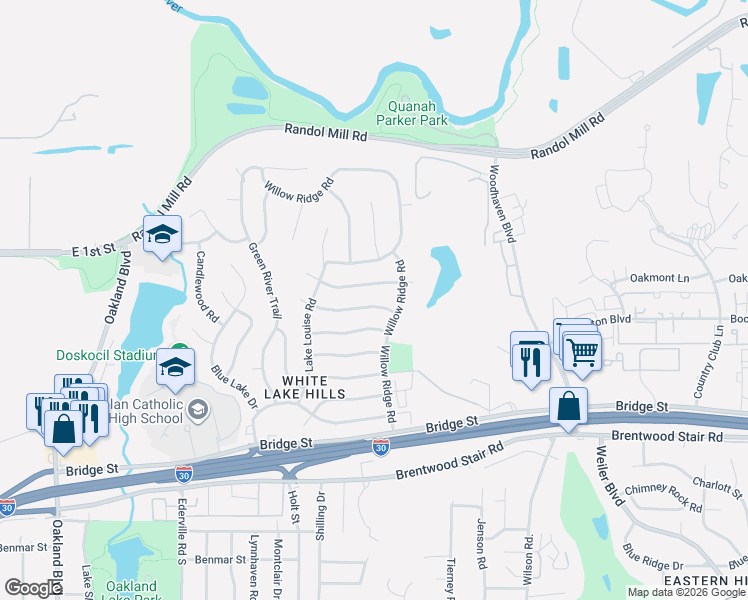 map of restaurants, bars, coffee shops, grocery stores, and more near 5016 Marble Falls Road in Fort Worth